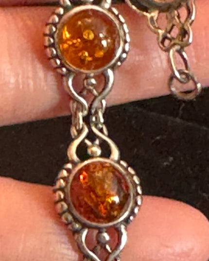 Vintage Sterling silver amber? 925 link bracelet
