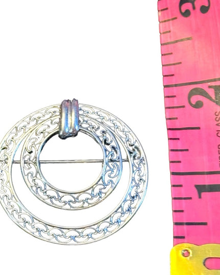 Vintage sterling silver HSB filagree fancy round brooch 925