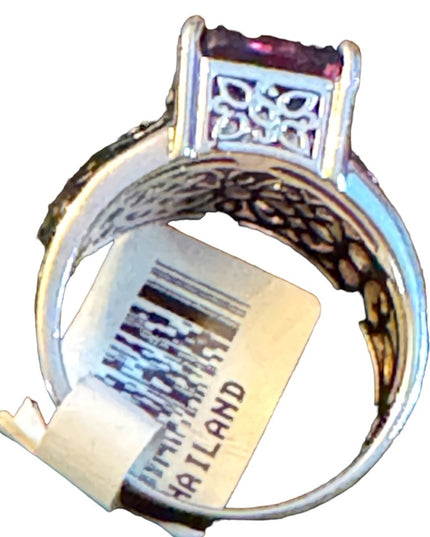Stunning sterling 925 Amethyst high quality ornate scroll work design ring