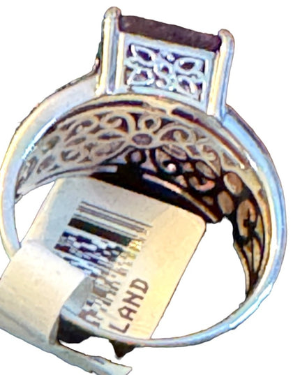 Stunning sterling 925 Amethyst high quality ornate scroll work design ring