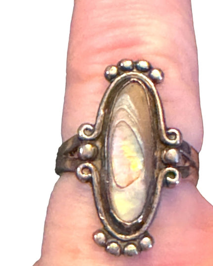 Vintage Bell Trading post Sterling silver 925 Abalone Southwestern oblong ring
