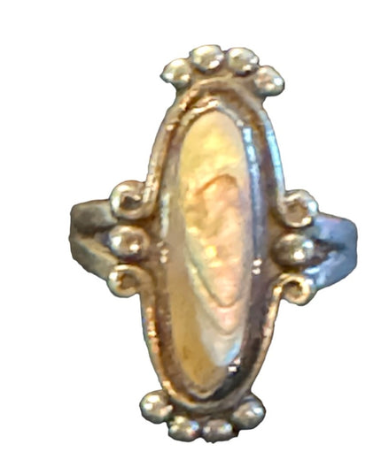 Vintage Bell Trading post Sterling silver 925 Abalone Southwestern oblong ring