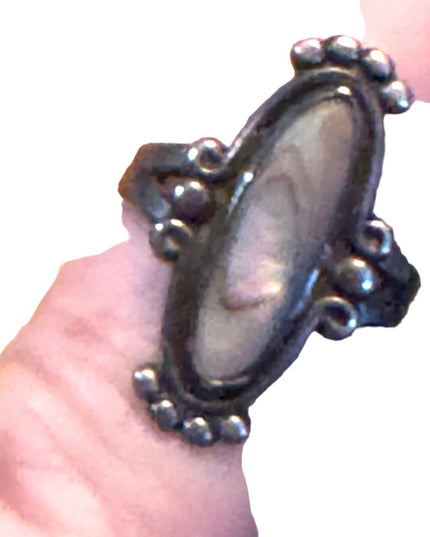 Vintage Bell Trading post Sterling silver 925 Abalone Southwestern oblong ring
