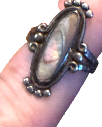 Vintage Bell Trading post Sterling silver 925 Abalone Southwestern oblong ring