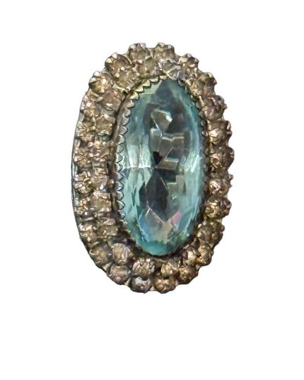 Vinteage Martelli Sterling adjustable blue clear crystal statement ring