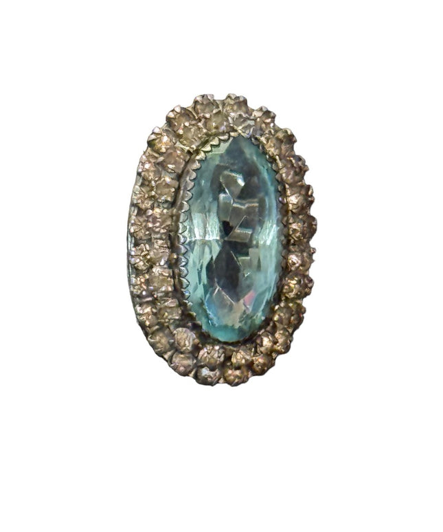 Vinteage Martelli Sterling adjustable blue clear crystal statement ring