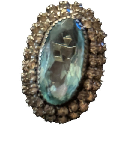 Vinteage Martelli Sterling adjustable blue clear crystal statement ring