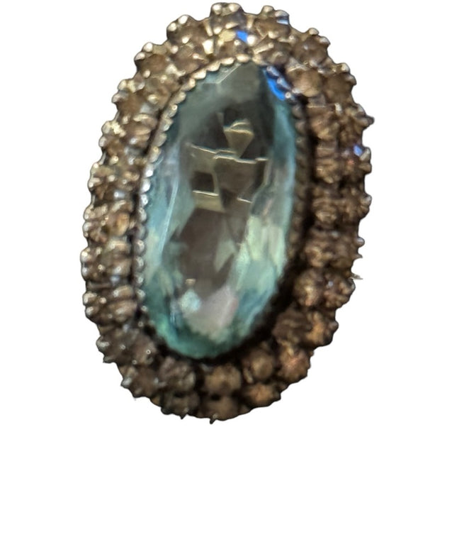 Vinteage Martelli Sterling adjustable blue clear crystal statement ring