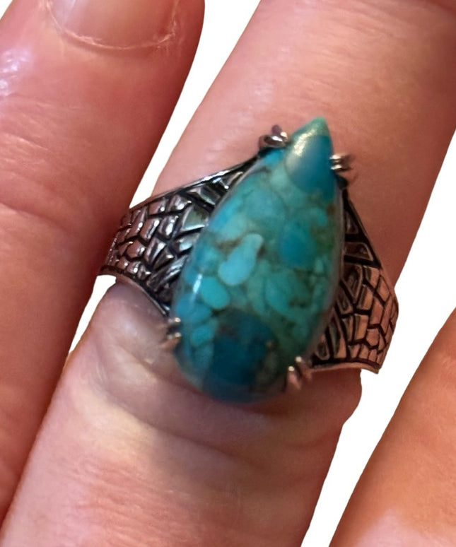 Stunning Sterling silver DK 925 turquoise high quality ring bali design