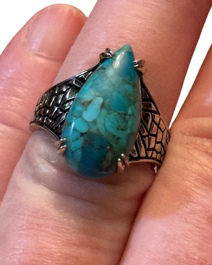 Stunning Sterling silver DK 925 turquoise high quality ring bali design