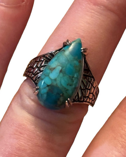 Stunning Sterling silver DK 925 turquoise high quality ring bali design