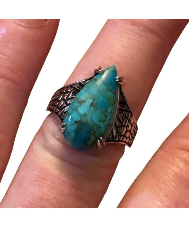 Stunning Sterling silver DK 925 turquoise high quality ring bali design