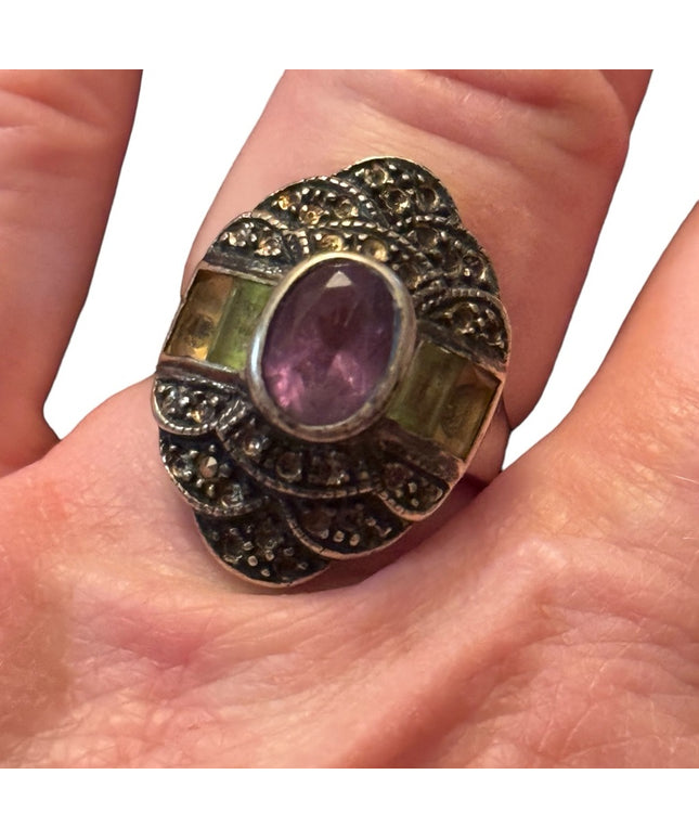 Vintage sterling silver amethyst & citrine Sterling silver 925 statement ring