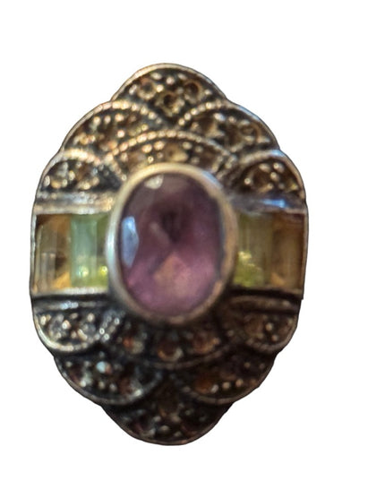 Vintage sterling silver amethyst & citrine Sterling silver 925 statement ring