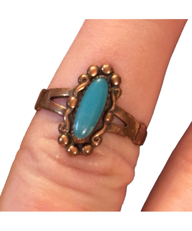 Vintage Bell Trading post copper & turquoise southwestern ring