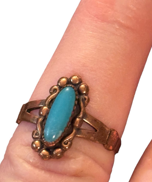Vintage Bell Trading post copper & turquoise southwestern ring