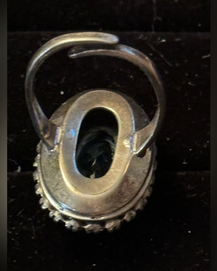 Vinteage Martelli Sterling adjustable blue clear crystal statement ring