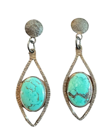 Vintage Sterling silver 925 PB Turquoise Southwestern fancy dangle earrings