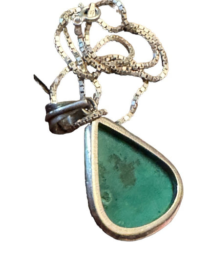 Lovely Sterling silver chunky Malachite 925 teardrop pendant necklace rope chain