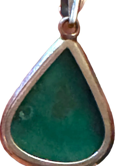 Lovely Sterling silver chunky Malachite 925 teardrop pendant necklace rope chain