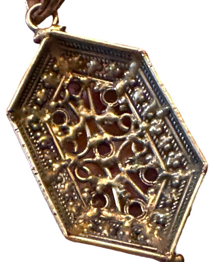 Vintage Art Deco ornate scrolled amethyst large sterling silver 925 pendant