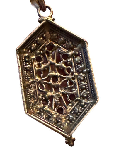 Vintage Art Deco ornate scrolled amethyst large sterling silver 925 pendant