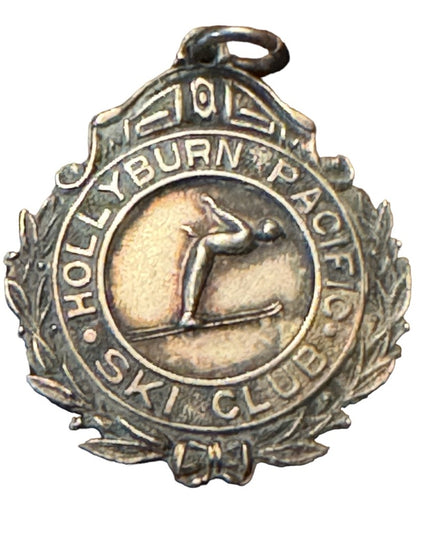 Vintage 1935 Hollyburn Ski club sterling silver 925 second place metal pendant