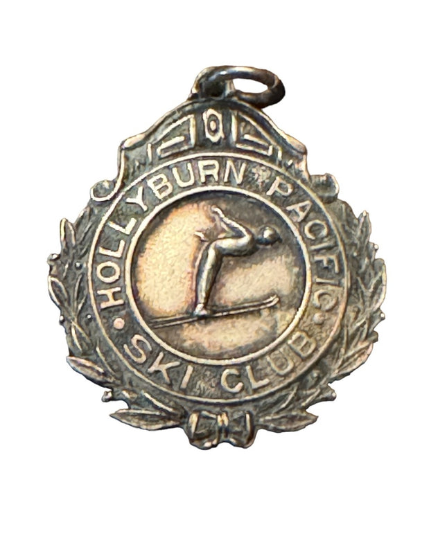 Vintage 1935 Hollyburn Ski club sterling silver 925 second place metal pendant