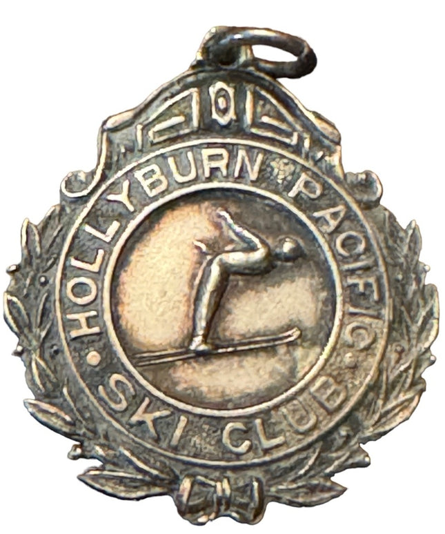 Vintage 1935 Hollyburn Ski club sterling silver 925 second place metal pendant