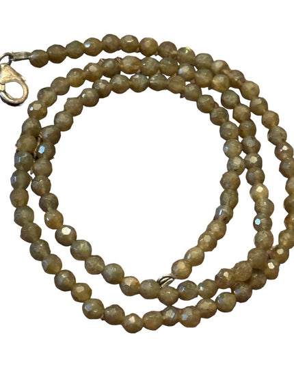 Sterling silver labradorite faceted bead necklace