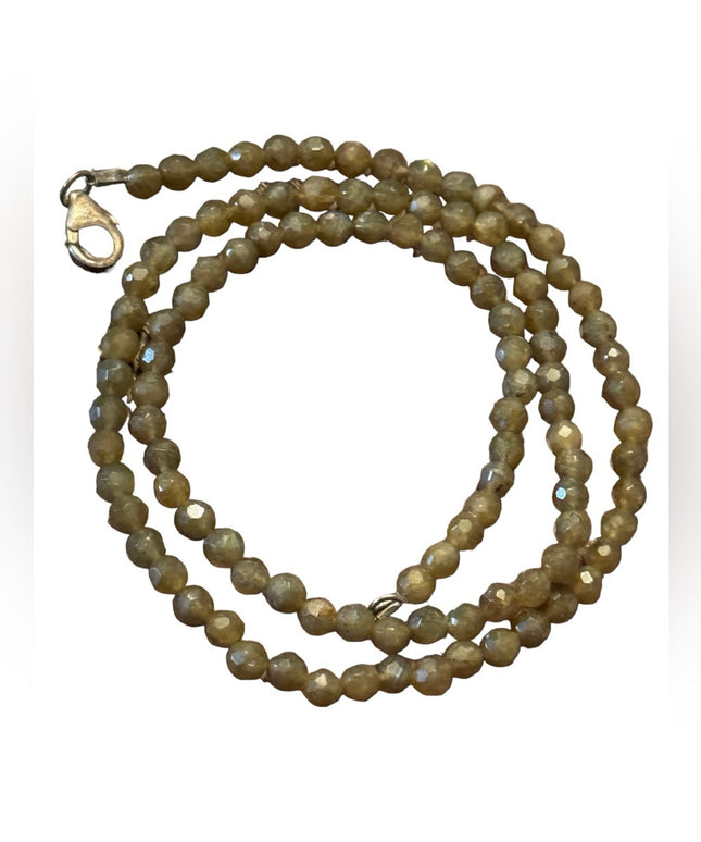 Sterling silver labradorite faceted bead necklace