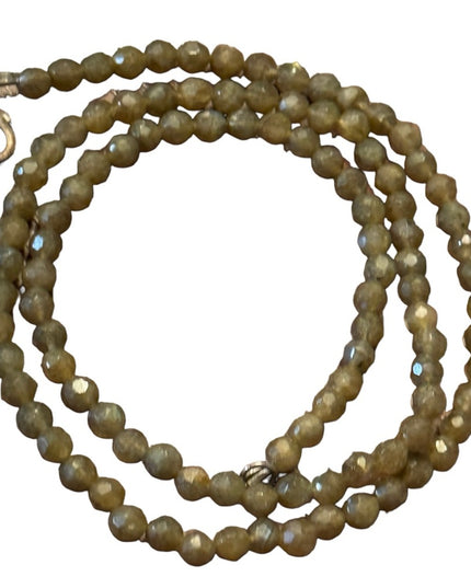 Sterling silver labradorite faceted bead necklace