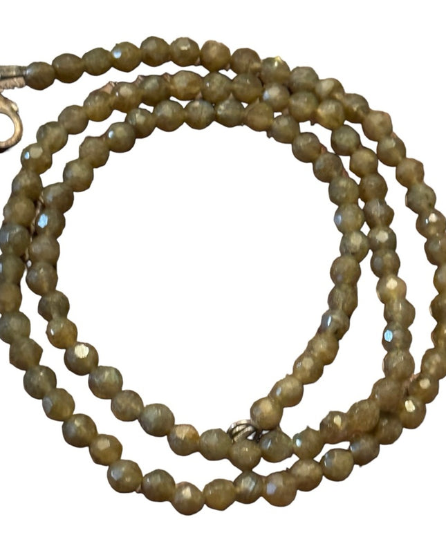 Sterling silver labradorite faceted bead necklace