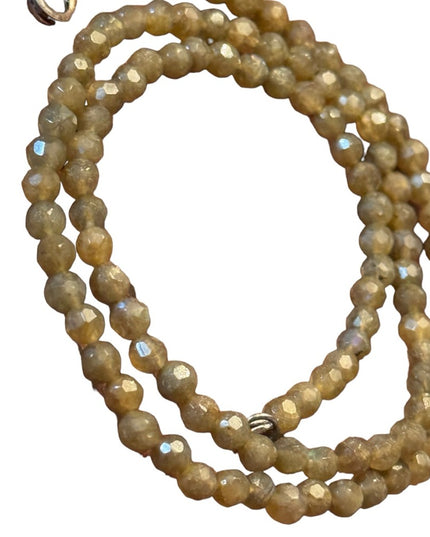 Sterling silver labradorite faceted bead necklace