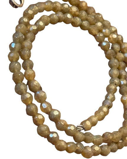 Sterling silver labradorite faceted bead necklace