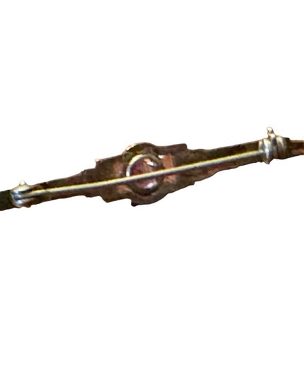Antique ornate small sterling ailver 925 amethyst bar brooch