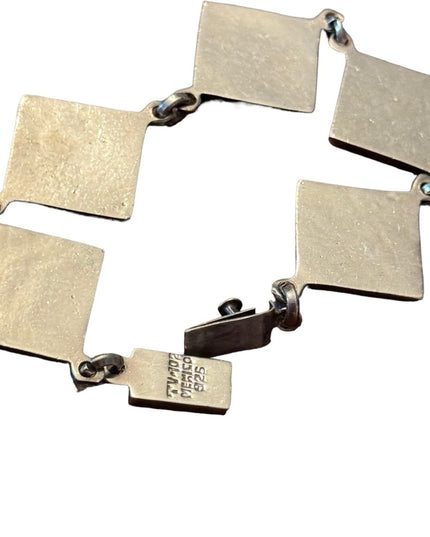 Vintage Sterling silver handmade abalone link heavy Taxco Mexico bracelet