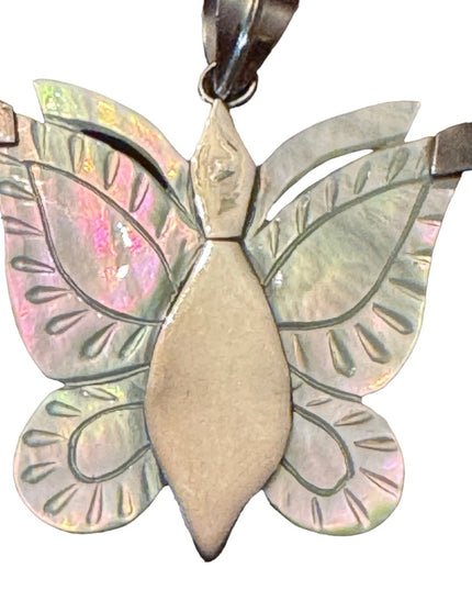 Fancy sterling silver 925 mother of pearl 925 large butterfly