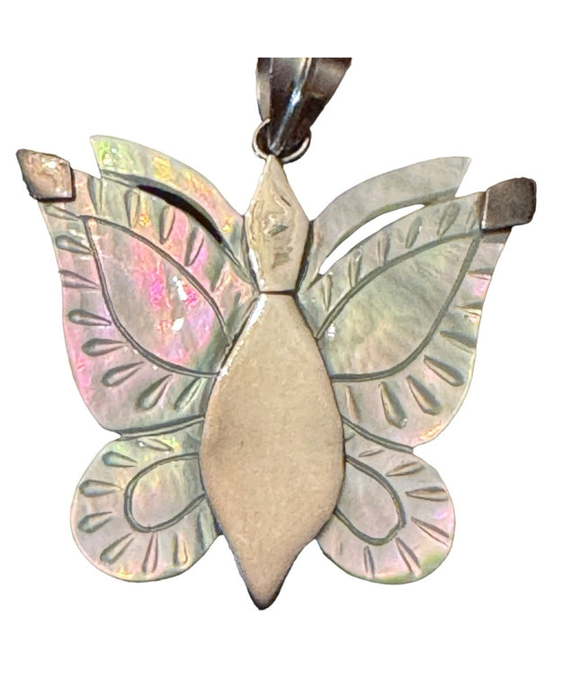 Fancy sterling silver 925 mother of pearl 925 large butterfly