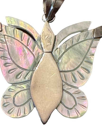 Fancy sterling silver 925 mother of pearl 925 large butterfly