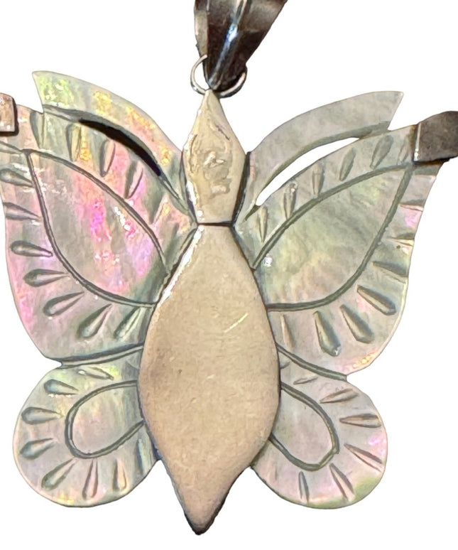 Fancy sterling silver 925 mother of pearl 925 large butterfly