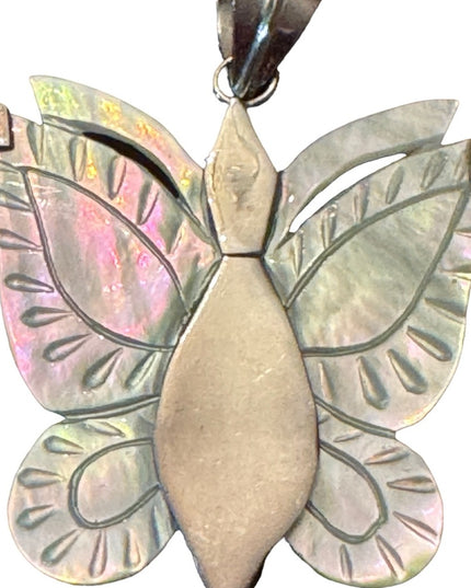 Fancy sterling silver 925 mother of pearl 925 large butterfly