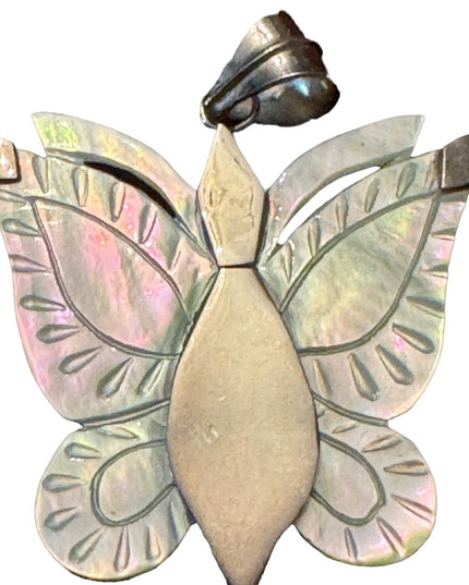 Fancy sterling silver 925 mother of pearl 925 large butterfly
