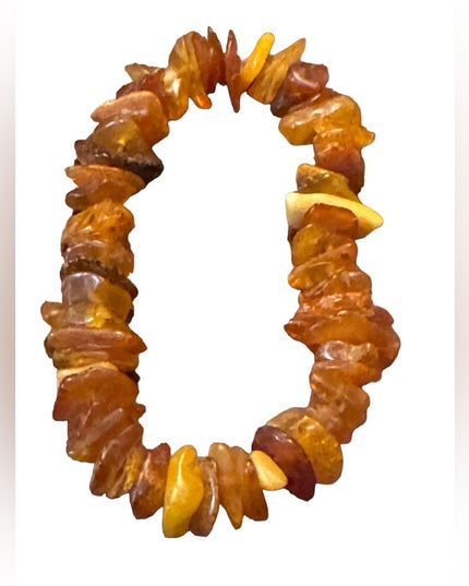 Vintage natural Baltic raw amber stretchy bead bracelet