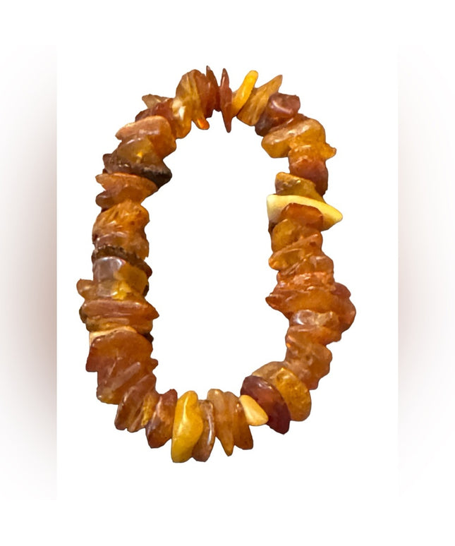 Vintage natural Baltic raw amber stretchy bead bracelet