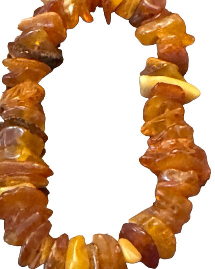 Vintage natural Baltic raw amber stretchy bead bracelet