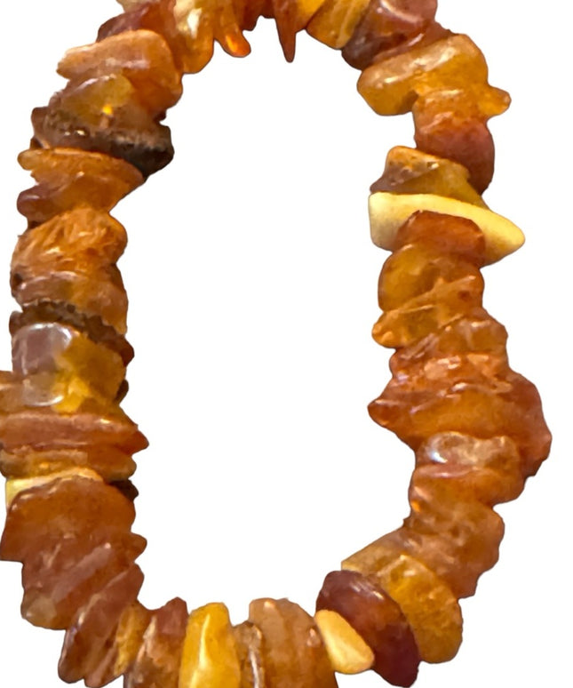 Vintage natural Baltic raw amber stretchy bead bracelet