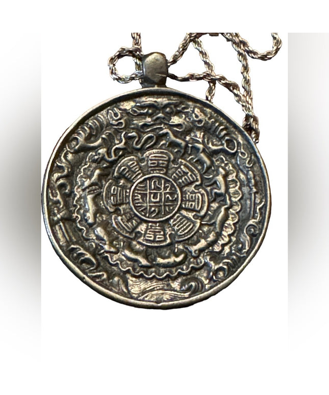 Antique Tibetan Brass Melong- Astrological Pendant- Ancient Calender Tibet 19thc