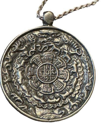 Antique Tibetan Brass Melong- Astrological Pendant- Ancient Calender Tibet 19thc