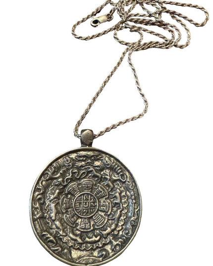 Antique Tibetan Brass Melong- Astrological Pendant- Ancient Calender Tibet 19thc